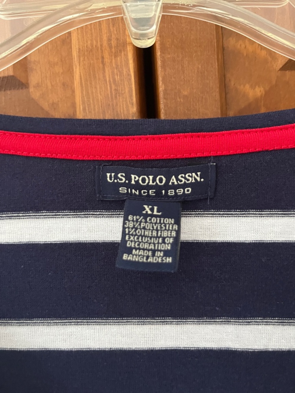 U.S. Polo Assn. Navy & White Striped Top with Red Emblem Sz. XL - Picture 2 of 8